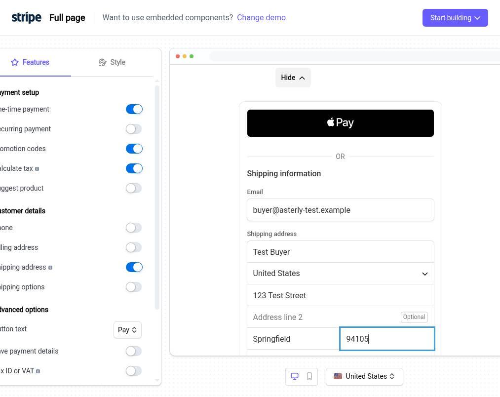 Enter shipping information